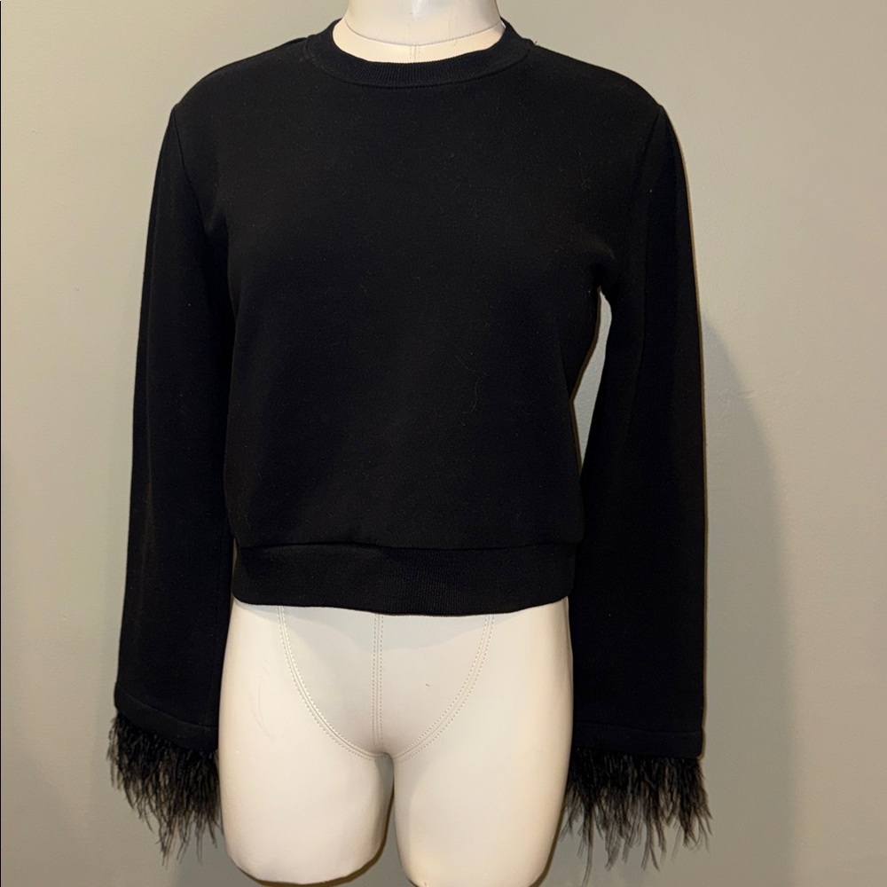 Women’s Future Collective Black Sweater with Feather Cuffs